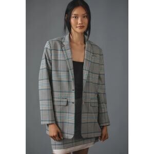 Baum und Pferdgarten NWT Bodia Oversized Blazer Blue Plaid Check Jacket Size 12